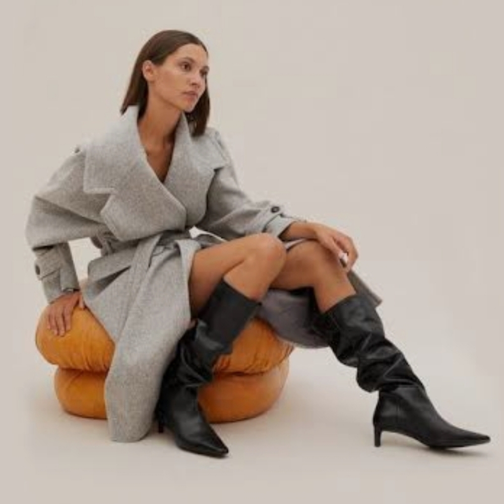 Mango Genuine Leather Boots with Kitten Heel and Square Toe - Picture 3 of 10